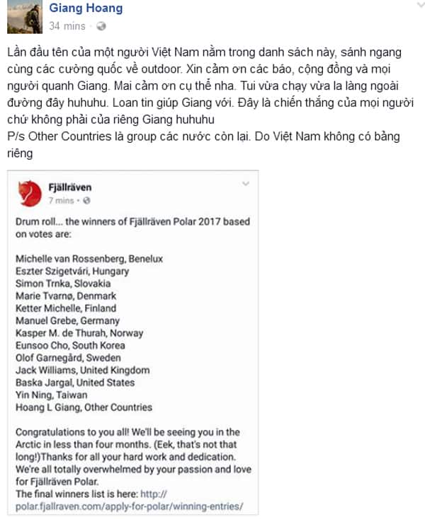 giang hoang's result