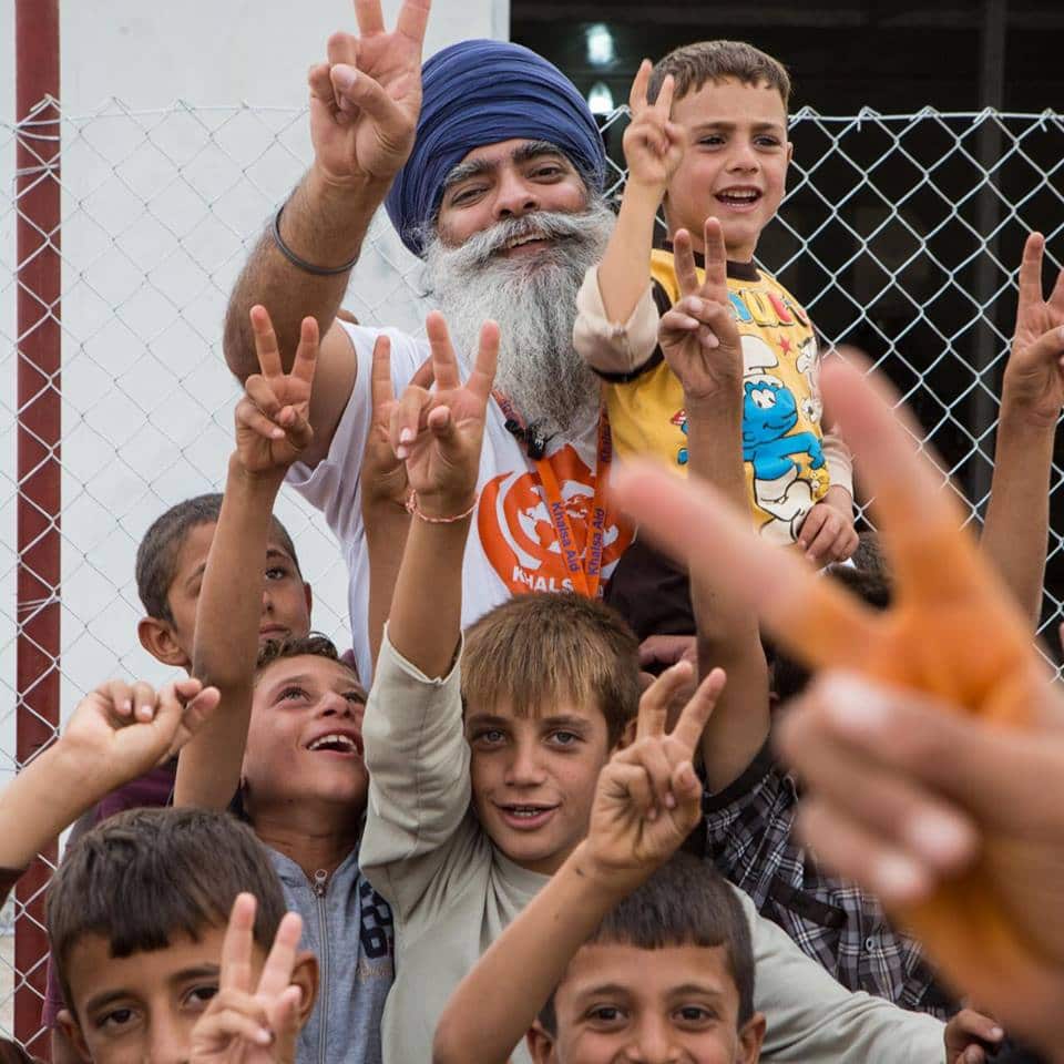 Ravi Singh at a refugee camp