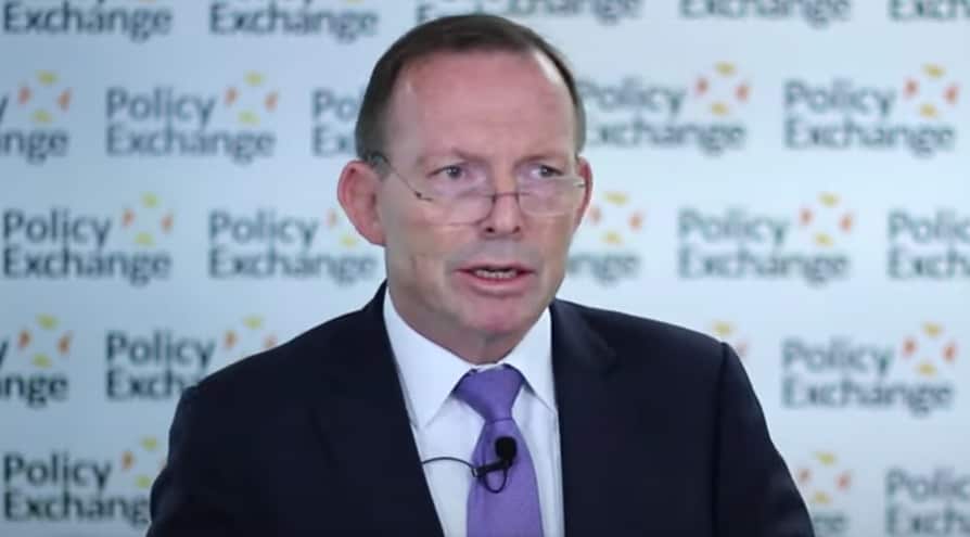 Tony Abbott made the remarks during a speech at the PolicyExchange think tank in London.