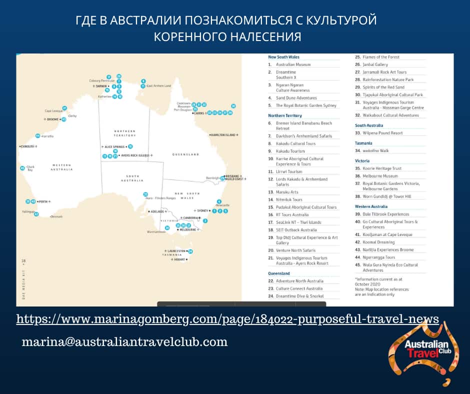 The map of places where you can learn about Aboriginal people 