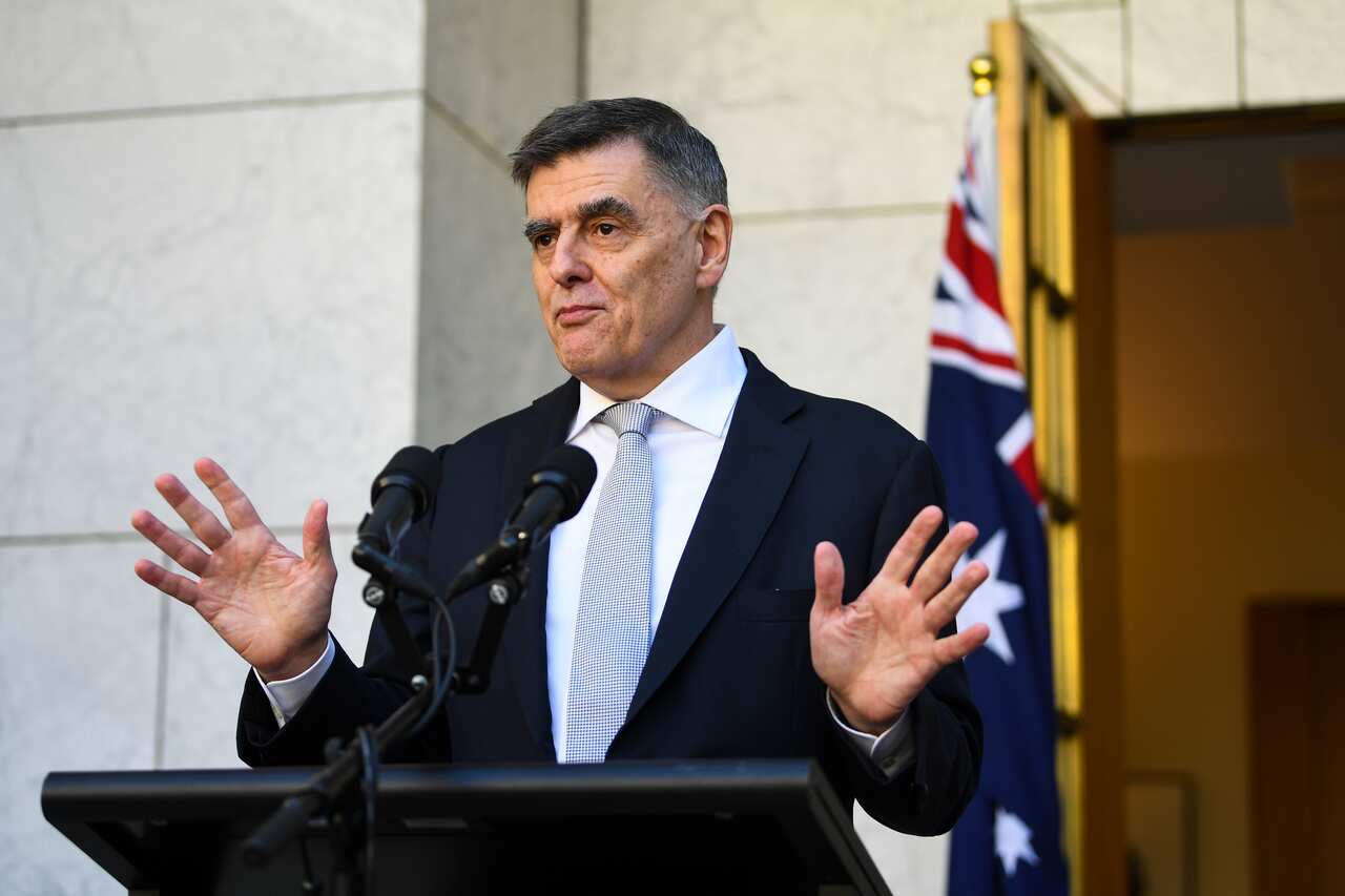 Chief Medical Officer Brendan Murphy speaks to the media during a press conference at Parliament House in Canberra.