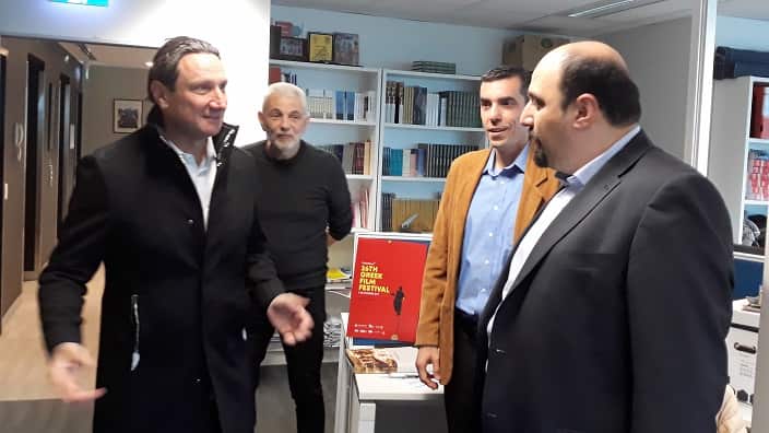 Greek Finance Department General Secretary, Christos Triantopoulos, with Melbourne's Greek Community president Bill Papastergiadis. 