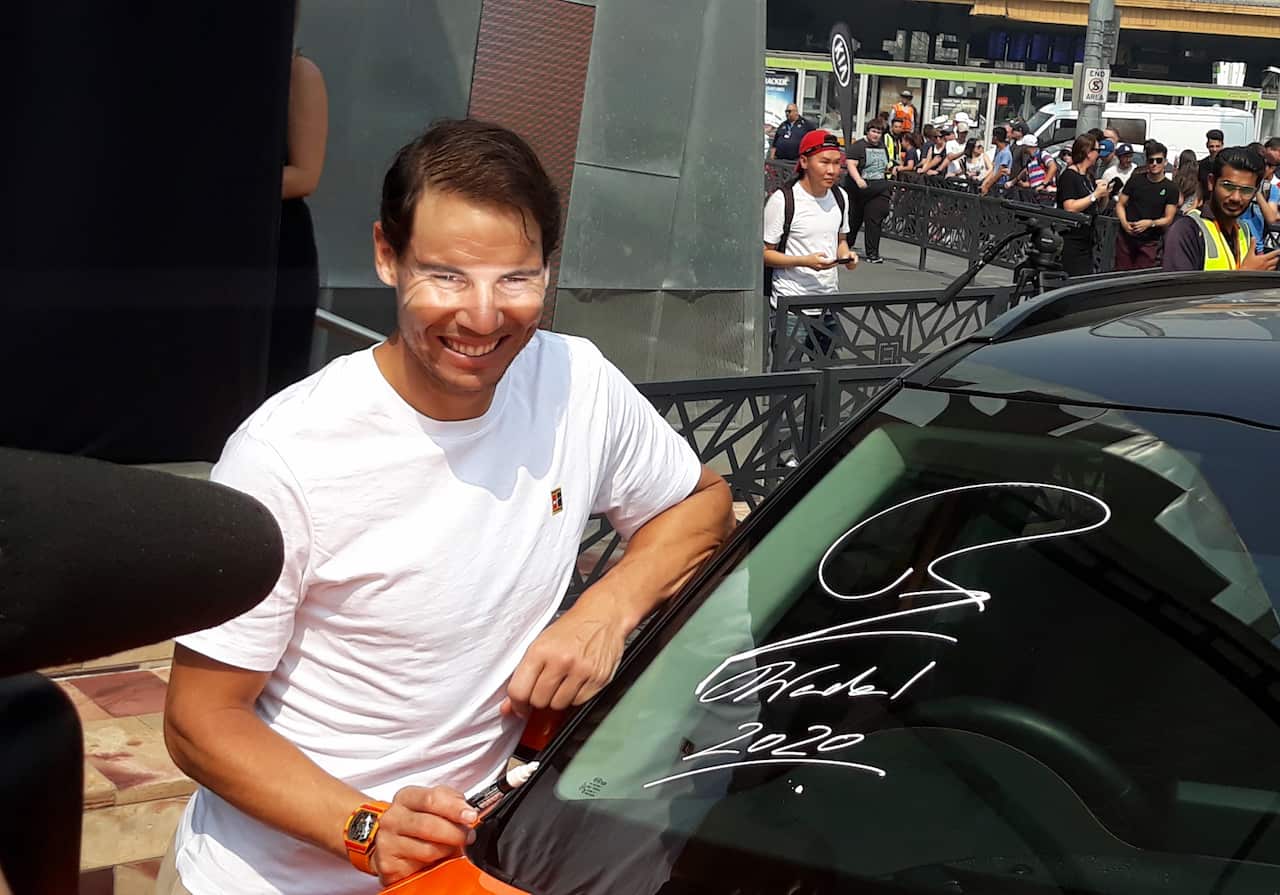 Rafa Nadal on Melbourne's Fed Square. 