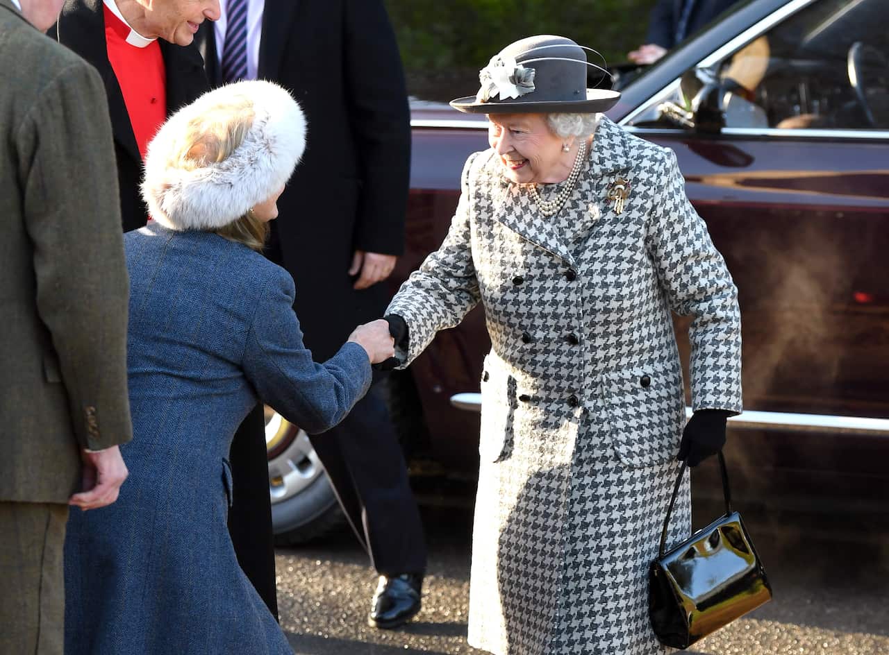 Queen Elizabeth II attends church at St Mary the Virgin church, Hillington in Sandringham.