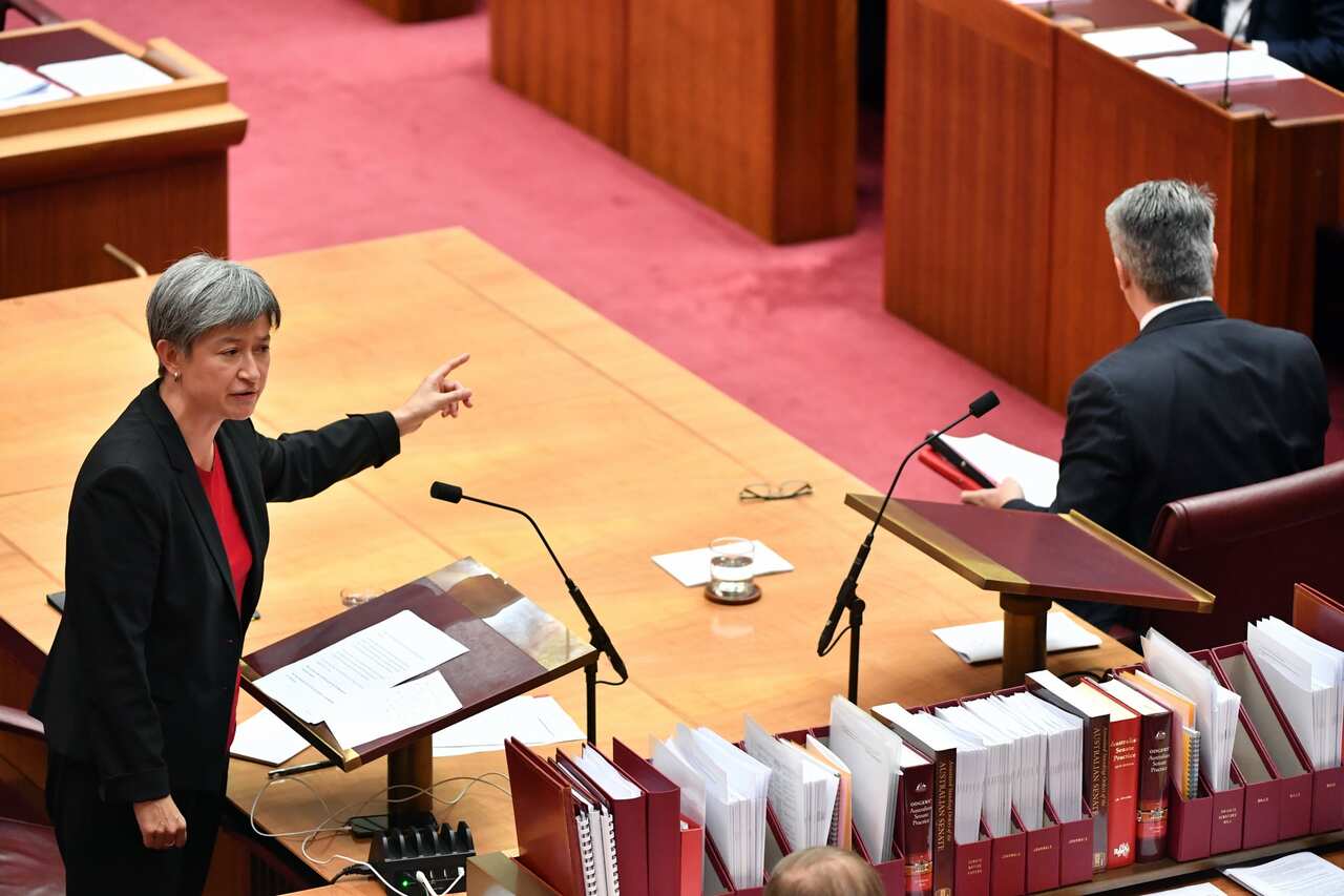 Labor Senator Penny Wong accuses Government senators of being 'cowards' 