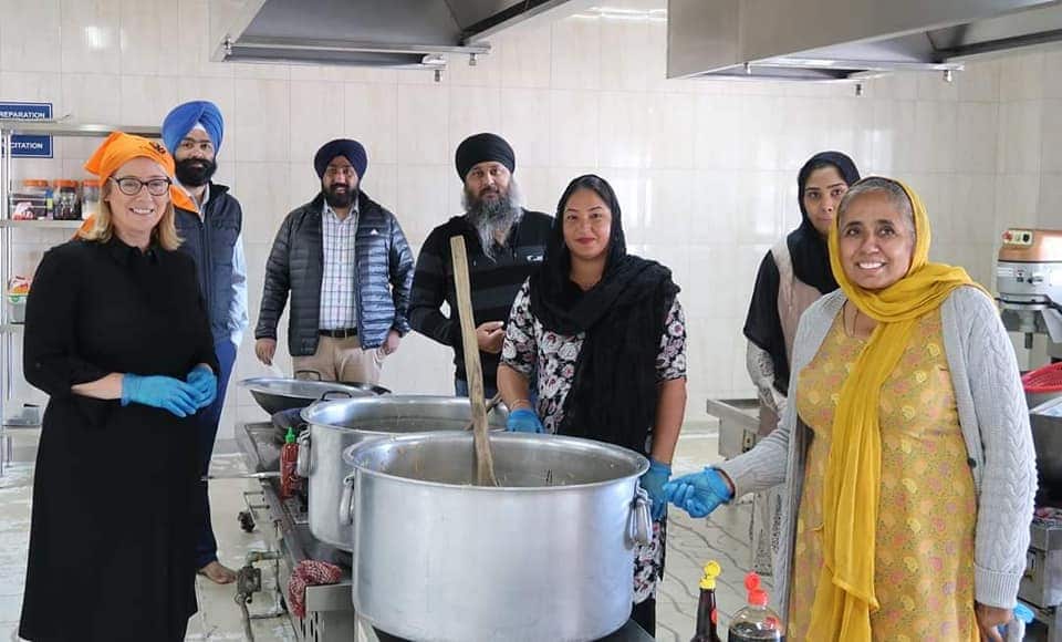 Food preparation at the Langar Hall (community kitchen) at the Bennet Springs Gurdwara Sahib, Perth.
