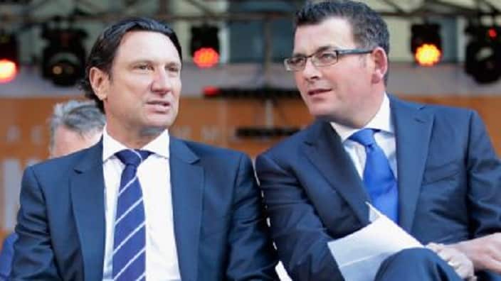 Victorian Premier (R) Daniel Andrews with GCM president Bill Papastergiadis