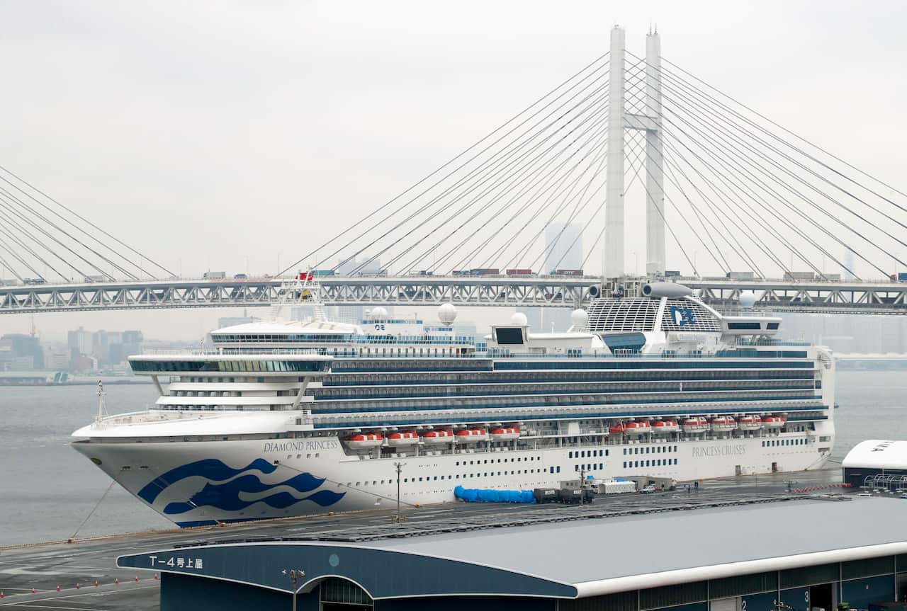 The coronavirus-hit Diamond Princess cruise ship at Yokohama Port near Tokyo.