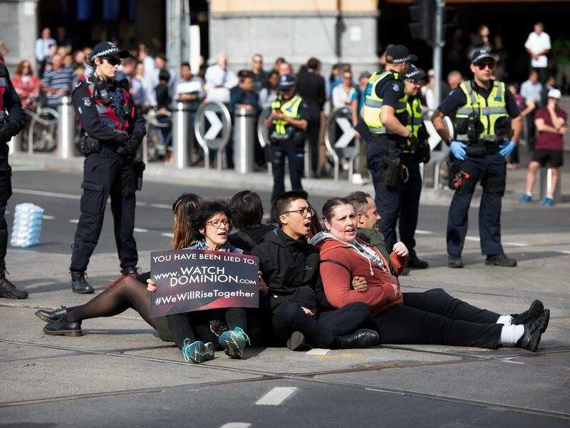 Animal rights protesters in Melbourne
