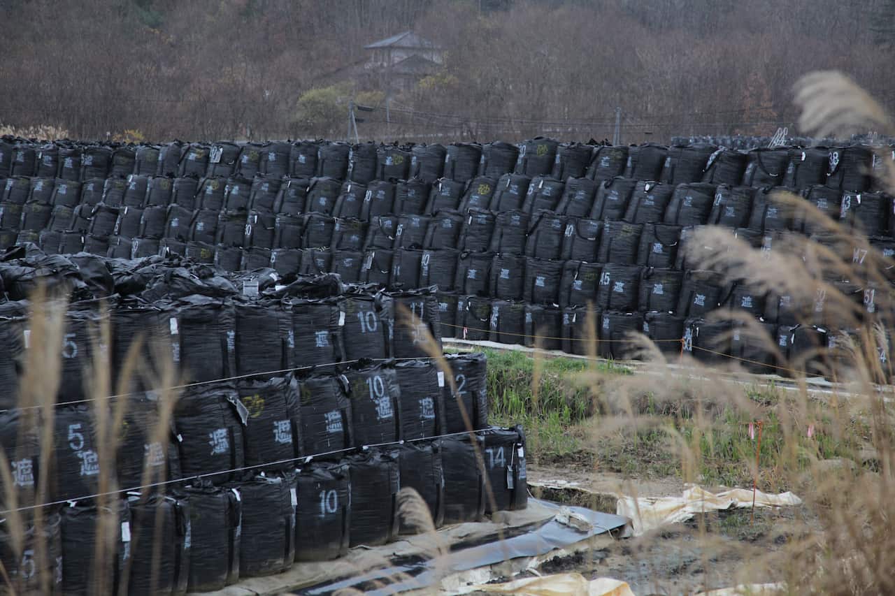 Radioactive top soils removed from Iitate village Fukushima