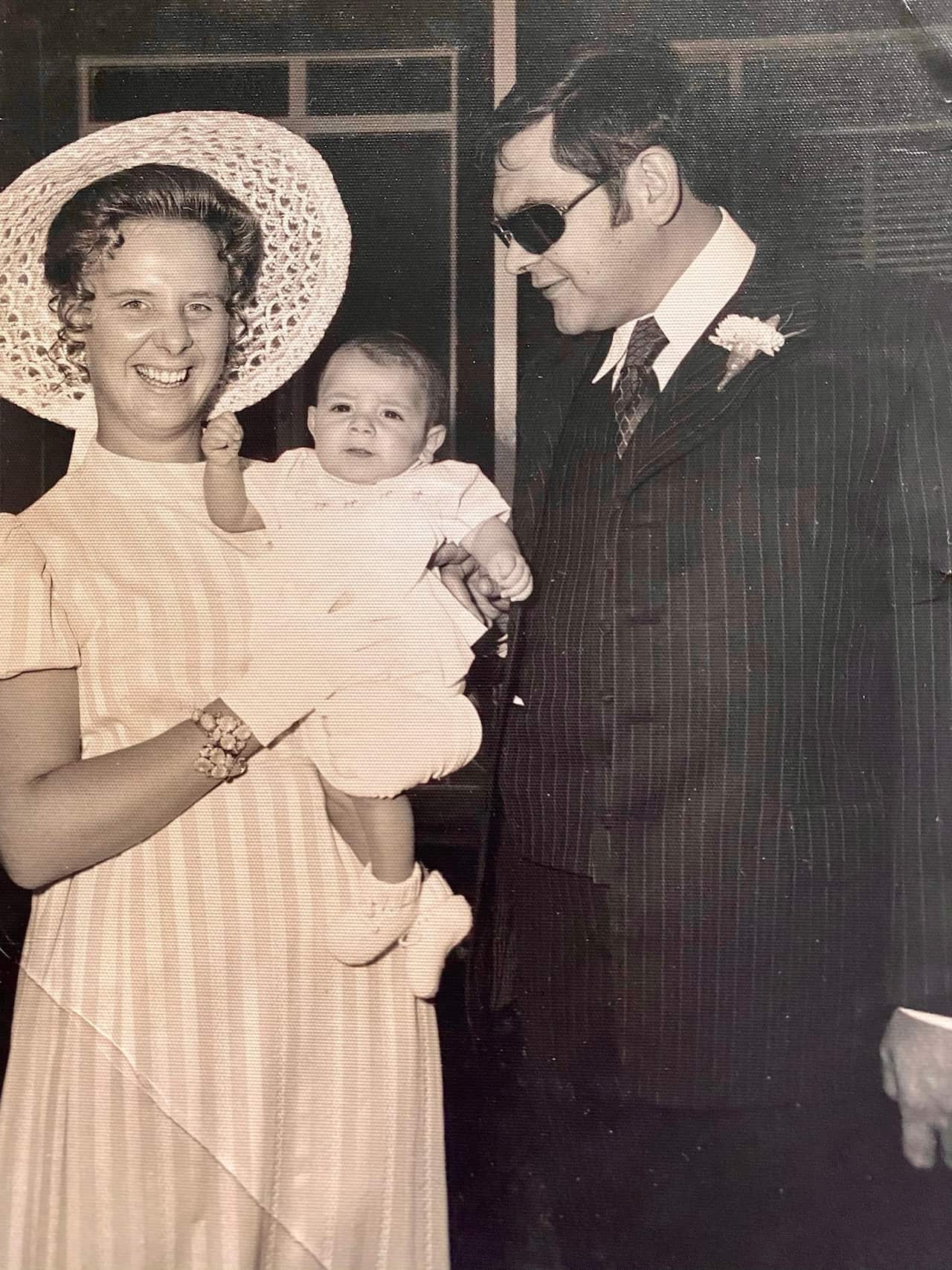 Brendan with his adopted parents, Barbara and David Kerin. He would later discover his surname at birth was 'Mitchell'.