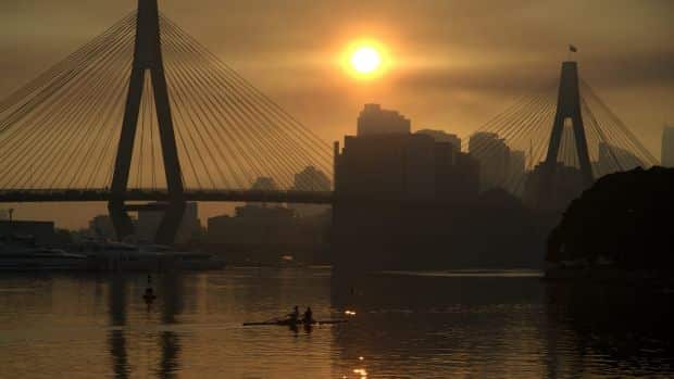 Smoke lingers over Sydney CBD after a weekend of hazard reduction burns on the Central Coast and Blue Mountains.