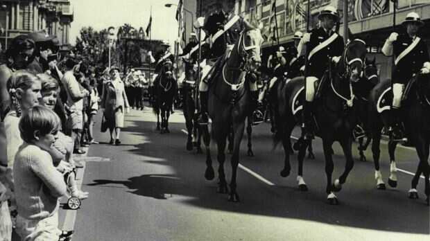 The NSW Police Mounted Unit, seen leading a Labour Day march through Sydney in 1972, is the oldest in the world