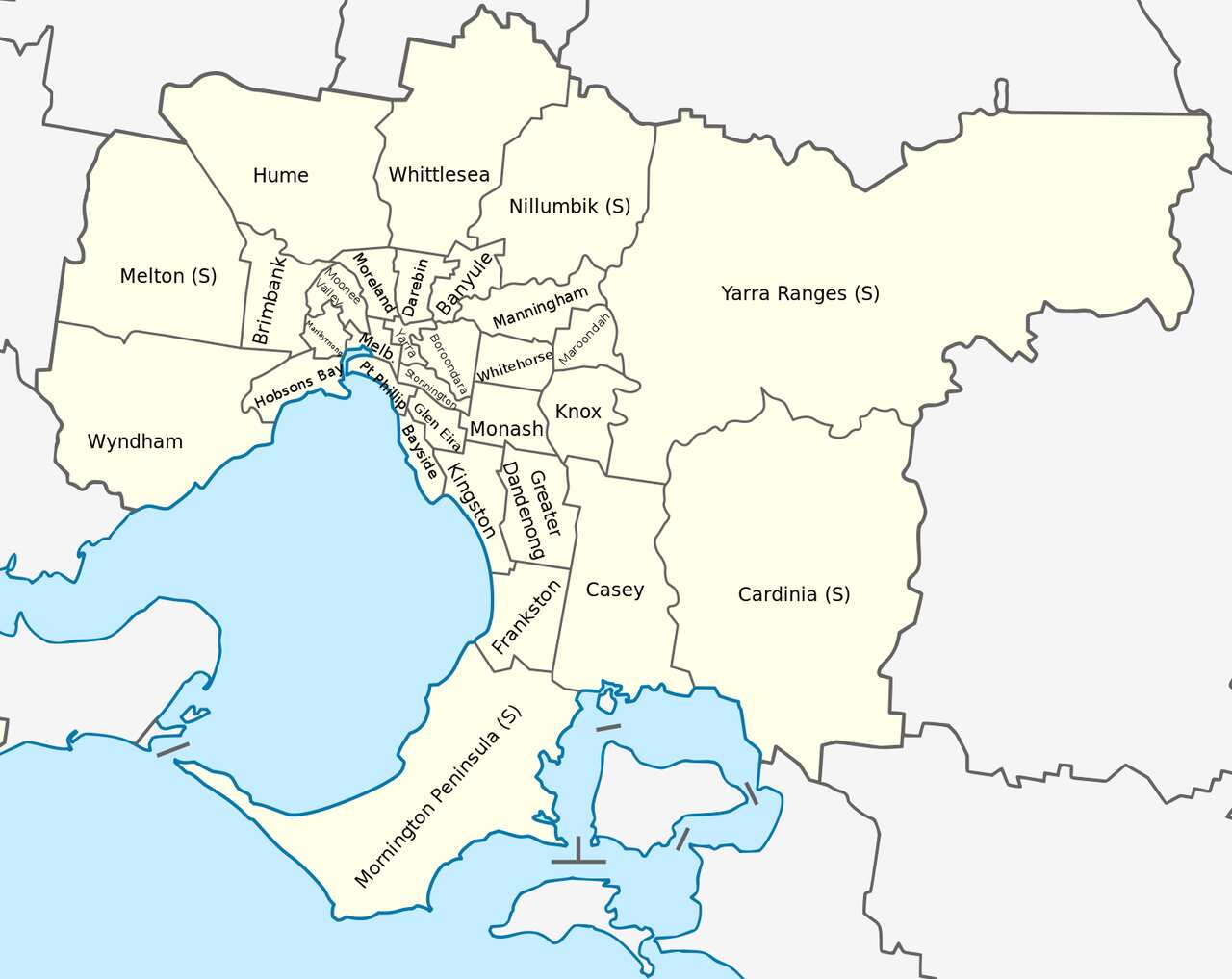 Spanning over 9990 km2 metropolitan Melbourne is home to 4.9 million people.