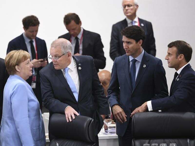 Angela Merkel, Scott Morrison, Justin Trudeau and Emmanuel Macron