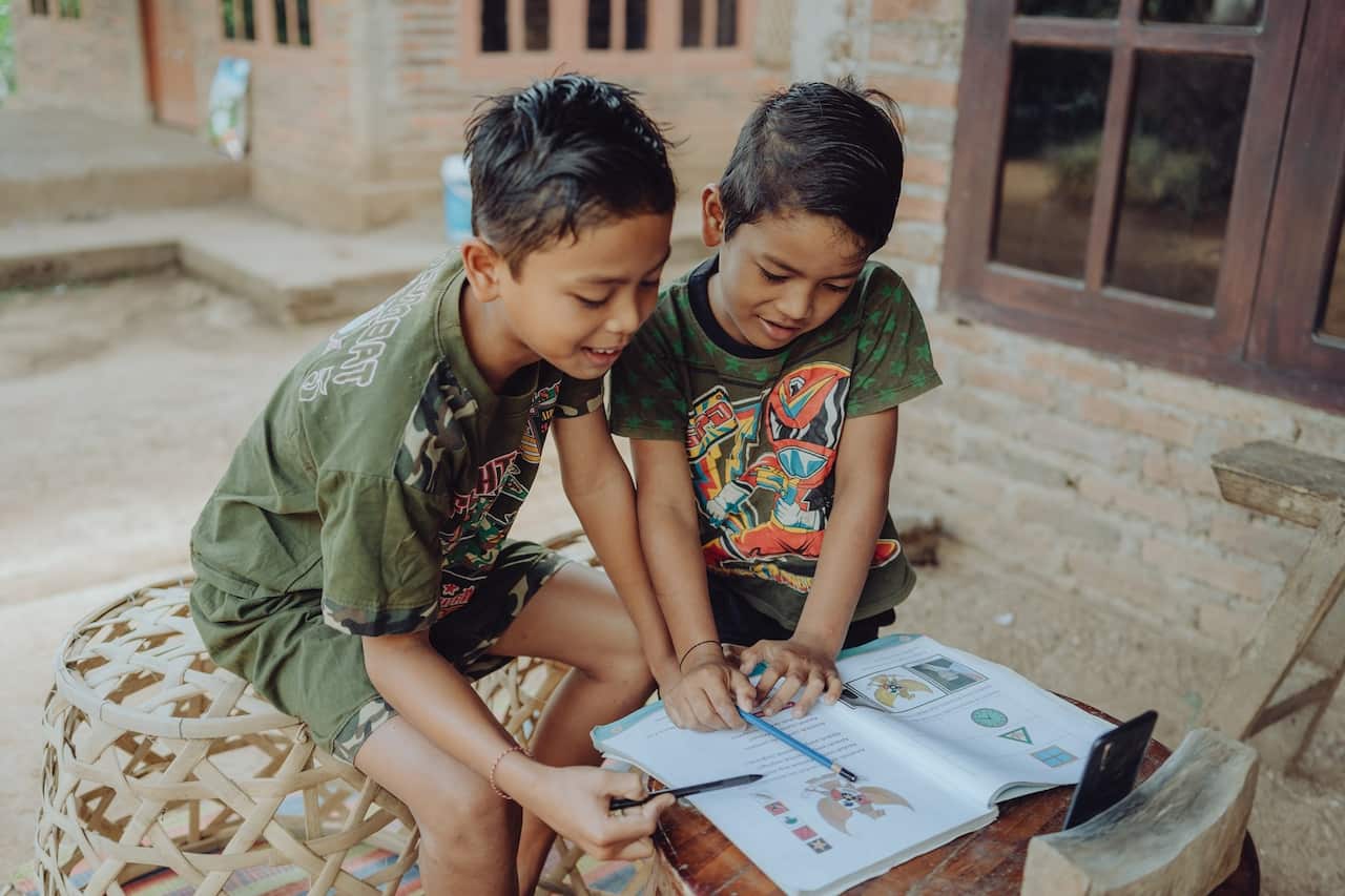 Children in grades one and two in Bali have never been to school. 