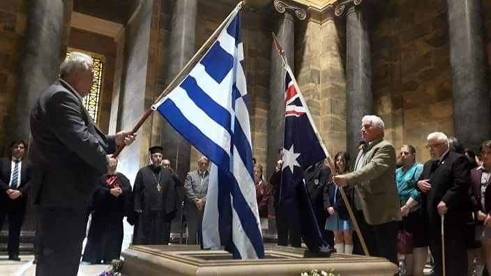 At the Shrine of Remembrance Cenotaph. 