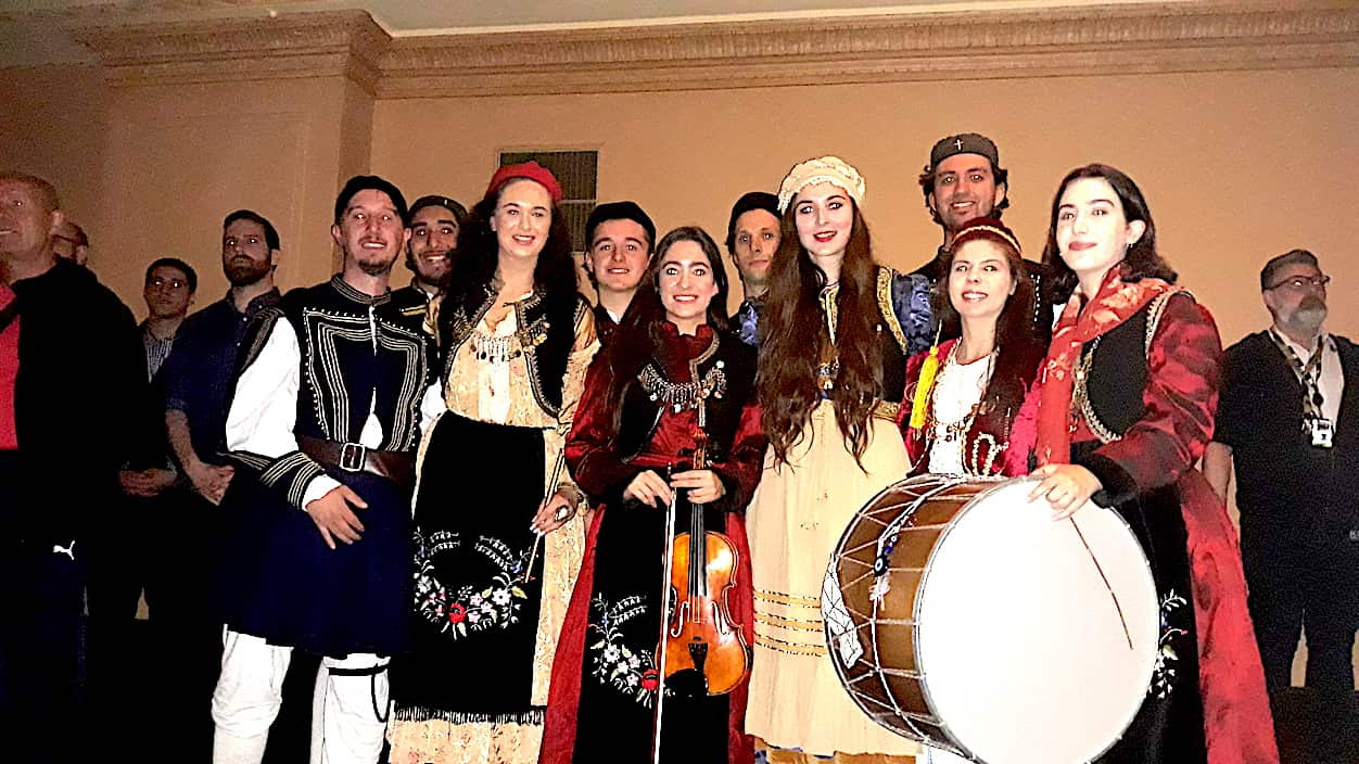 At the Greek Orthodox Archdiocese of Australia's traditional Christmas Carols event at Melbourne's Town Hall. 