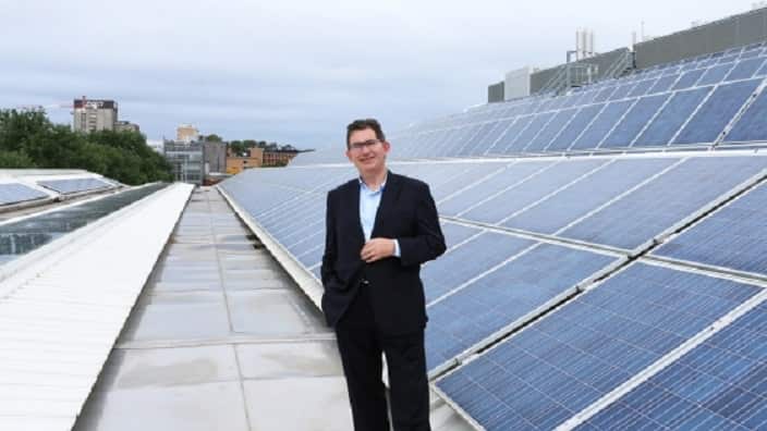 UNSW President and Vice-Chancellor, Professor Ian Jacobs. The 142kW array is part of the 692kW of solar PV arrays currently installed across rooftops at the UNSW Kensington campus.
