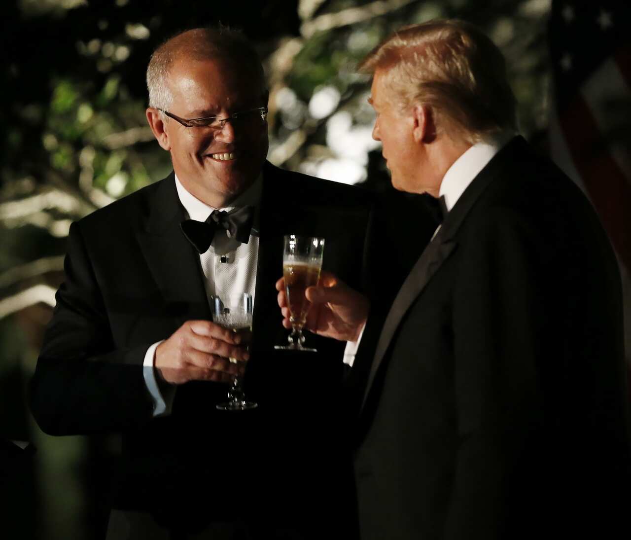 Scott Morrison (L) and US President Donald Trump in the Rose Garden of the White House