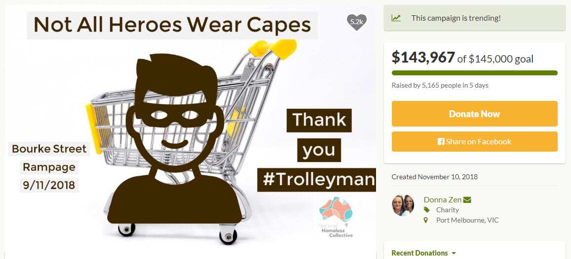 GoFundMe page set up for "Trolley Man"