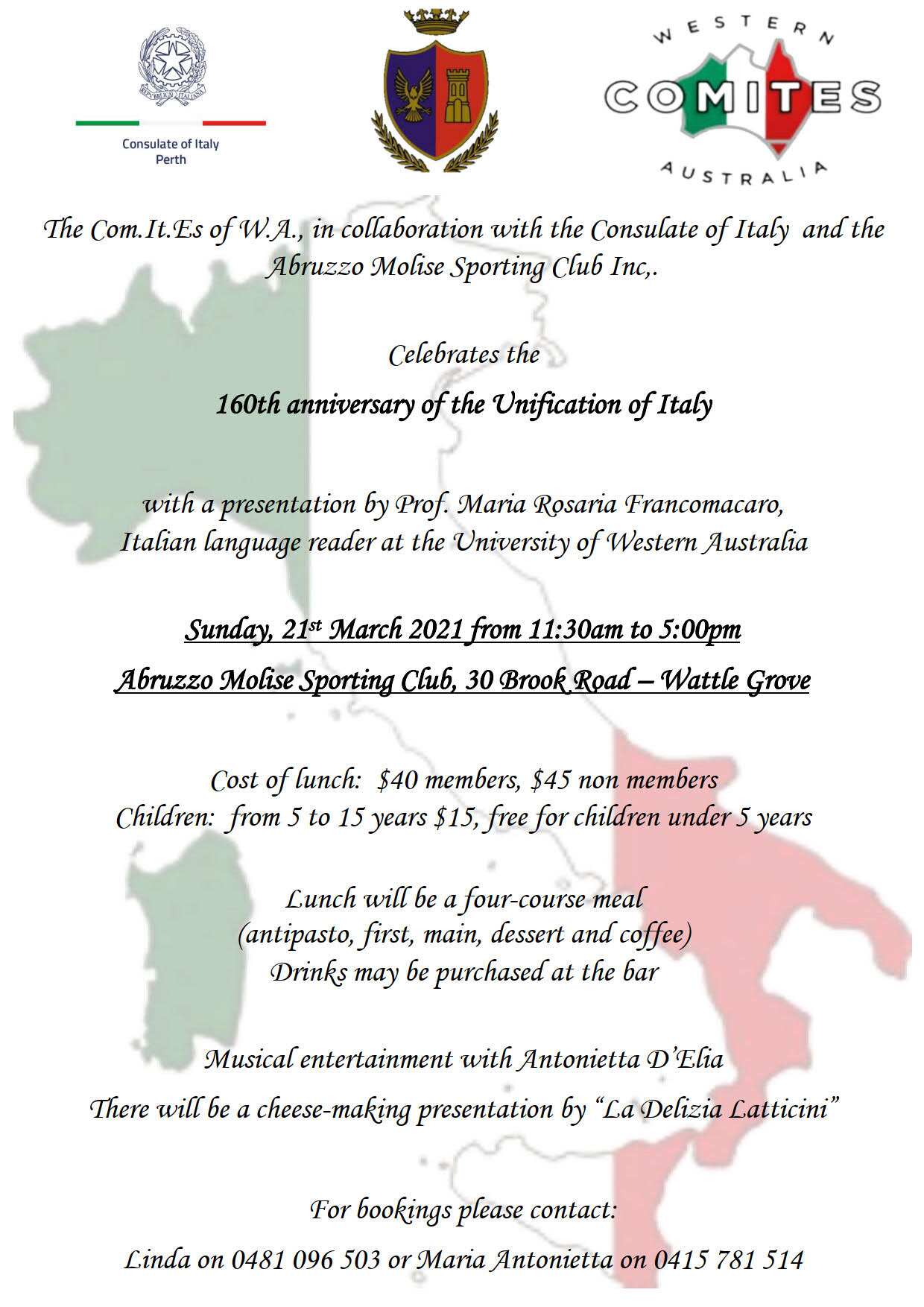 Locandina dell'evento commemorativo