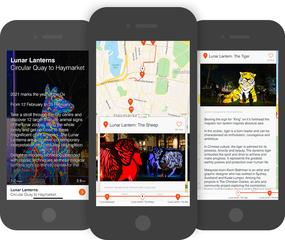 Find these magnificent giant artworks on the Lunar Lanterns walk.