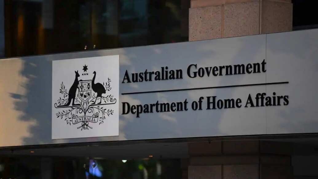 Signage for the Australian Government Department of Home Affairs is seen in Melbourne.