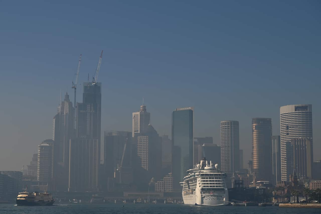 The Sydney Business District seen through smoke haze in Sydney, Tuesday, 19 November, 2019