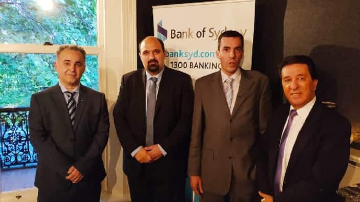 Christos Triantopoulos and Dimitrios Michalopoulos with board members of the "Bank of Sydney". 