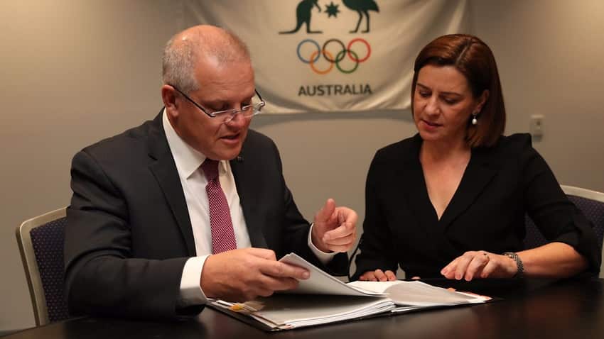 Prime Minister Scott Morrison with Queensland LNP leader Deb Frecklington
