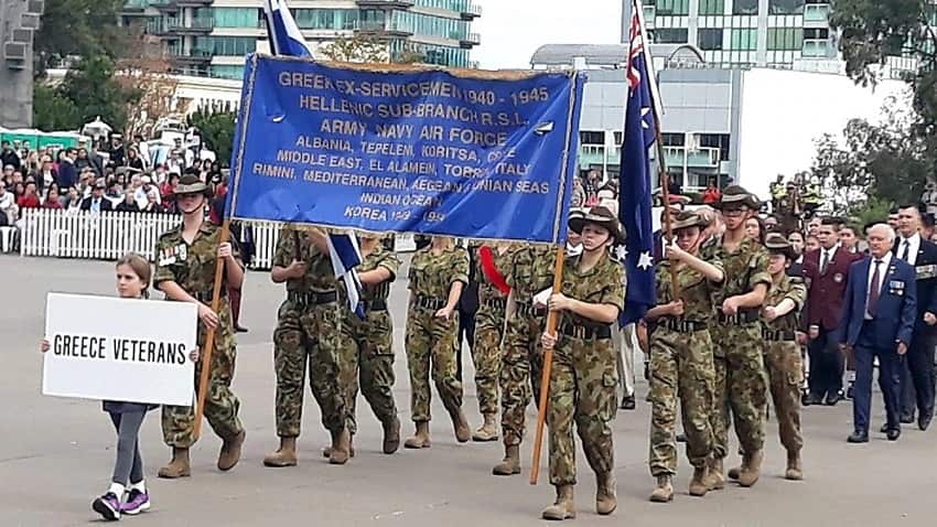 Greek veterans at the ANZAC Day parade in Melbourne. 