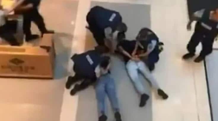 Shoppers at Westfield in the northern Sydney suburb of Chatswood witnessed the dramatic arrest tonight of four men carrying firearms through the centre.