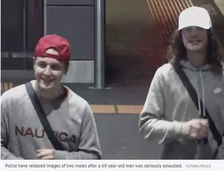 Police have released images of two males after a 60-year-old man was seriously assaulted