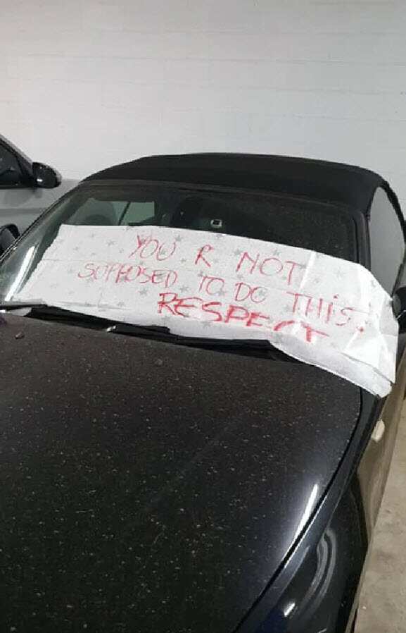 She left a furious note on the car window after blasting the ‘rude’ parking.