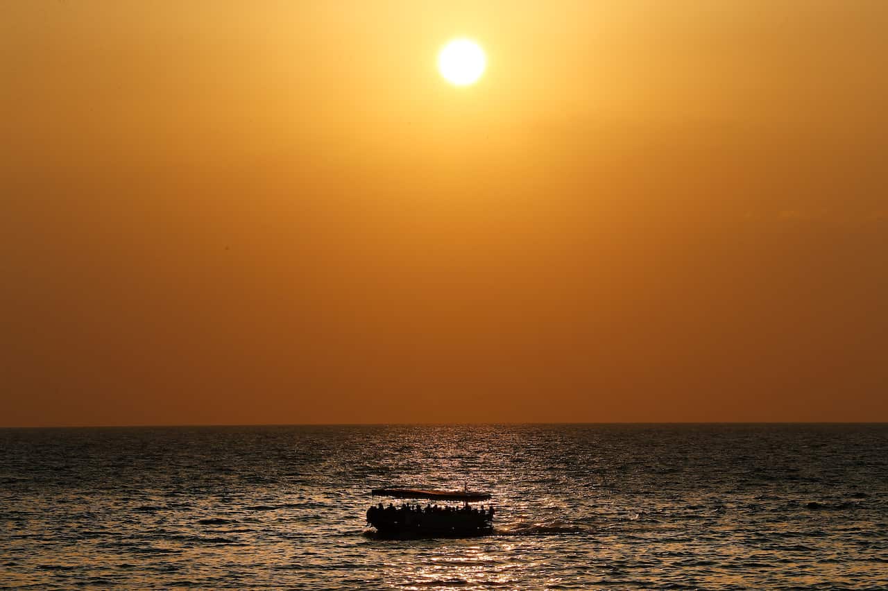 Lebanese migrants off the coast of Tripoli city, north Lebanon, on 17 September. 
