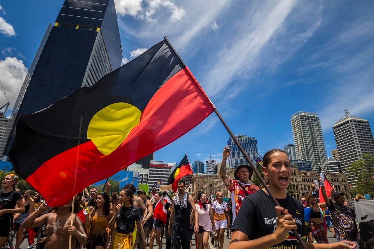 An Invasion Day march in Brisbane.