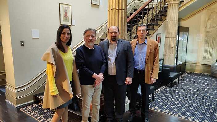 Christos Triantopoulos, at the Hellenic Museum Melbourne, with its CEO, John Tatoulis. 