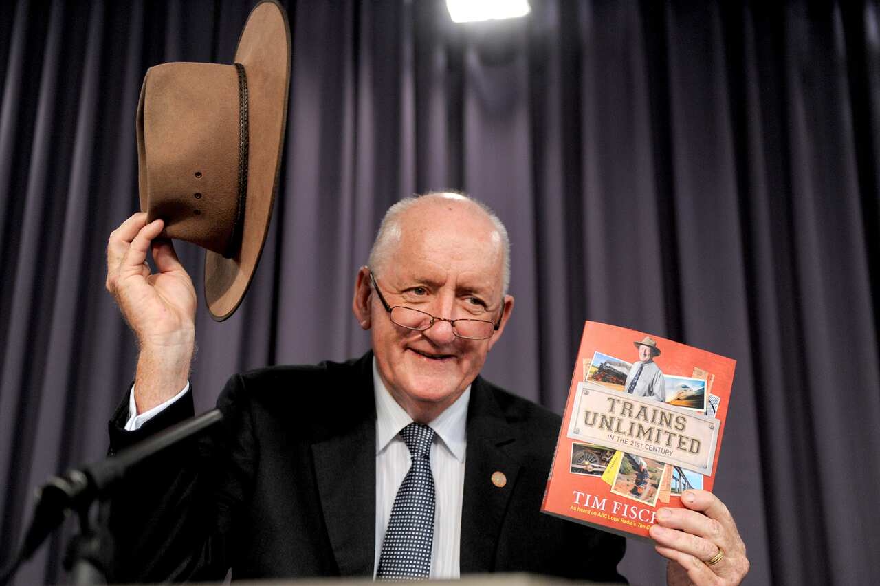Former ambassador to the Holy See Tim Fischer poses for photographs before his speech at the National Press Club in Canberra, Wednesday, Feb. 1, 2012. Mr Fischer spoke on diplomacy overseas. (AAP Image/Alan Porritt) NO ARCHIVING