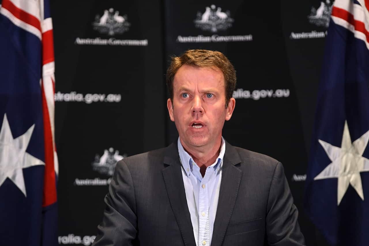 Australian Education Minister Dan Tehan speaks to the media during a press conference at Parliament House in Canberra, Monday, June 8, 2020. (AAP Image/Lukas Coch) NO ARCHIVING