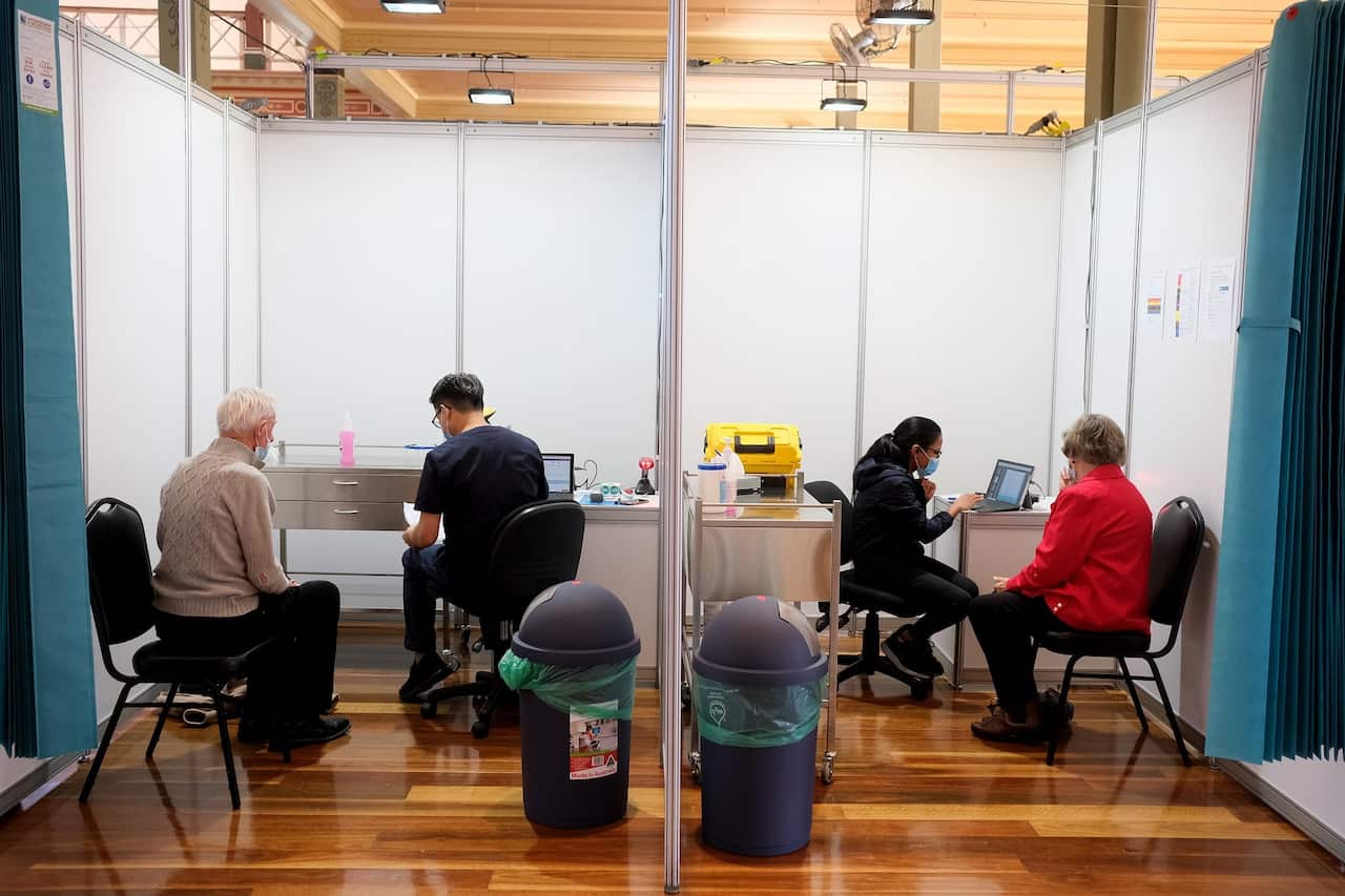 The Royal Exhibition Building in Melbourne is one of three Victorian mass COVID-19 vaccination hubs.