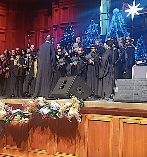 At the Greek Orthodox Archdiocese of Australia's traditional Christmas Carols event at Melbourne's Town Hall.