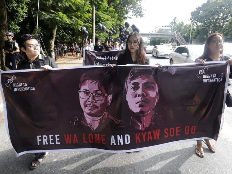 Wa Lone and Kyaw Soe Oo were arrested in Yangon for allegedly possessing top-secret documents. 