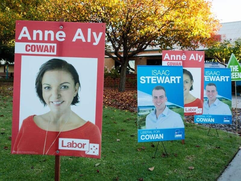 Posters for the candidates standing in Cowan