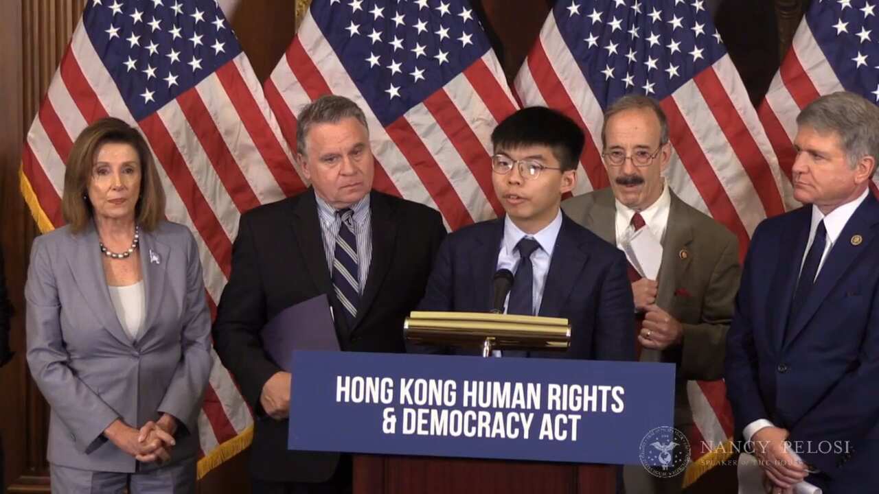 "We stand as one": Hong Kong activist with Pelosi