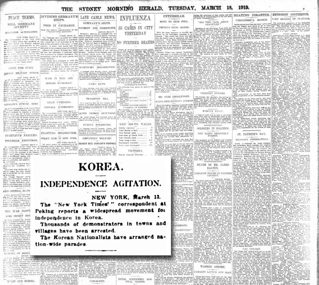 The Sydney Morning Herald on 18 March 1919.