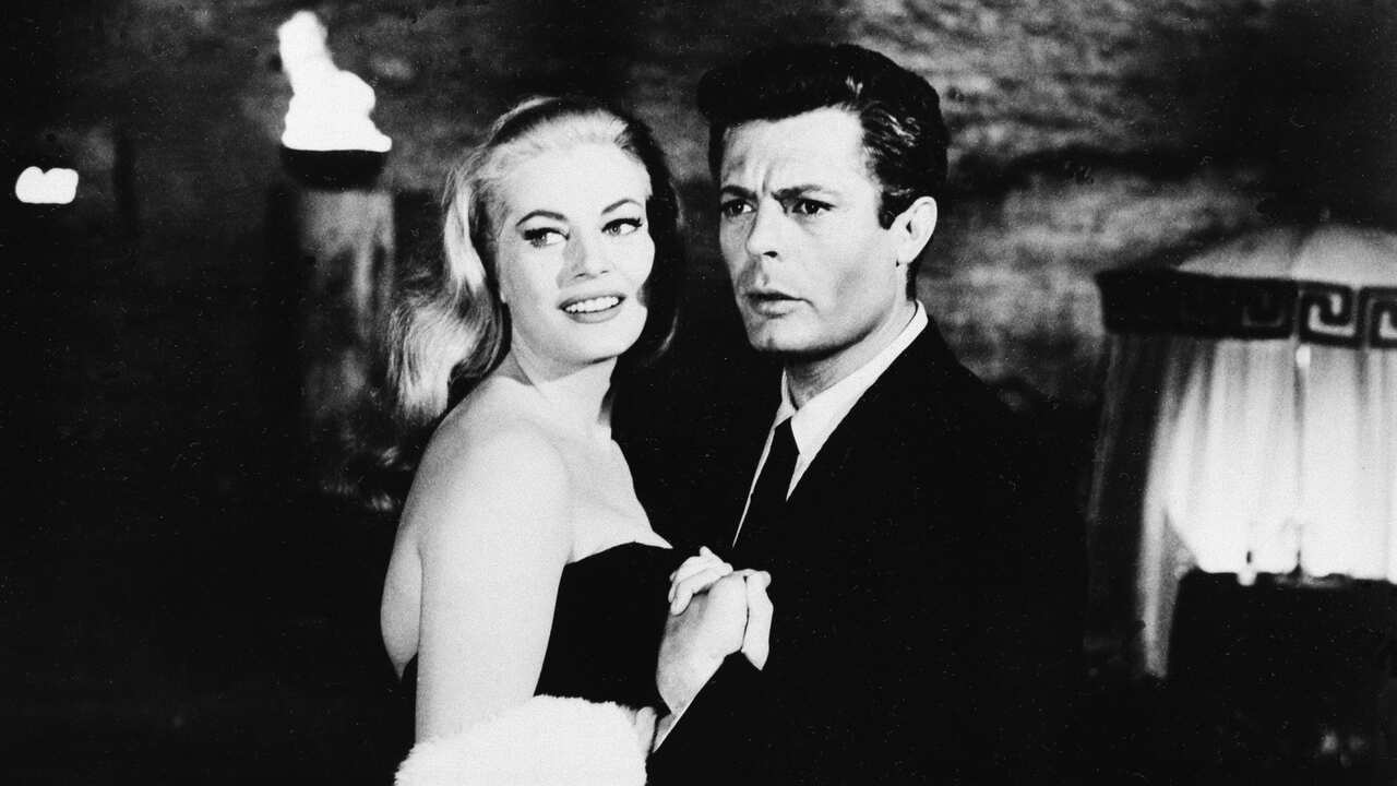 Anita Ekberg and Marcello Mastroianni in Fellini's La Dolce Vita