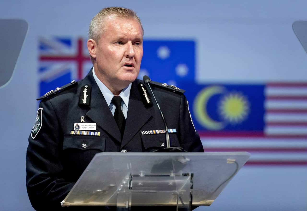 Australian Federal Police Commander Peter Crozier at the press conference of the JIT on the ongoing investigation of the Malaysia Airlines MH17 crash in 2014.