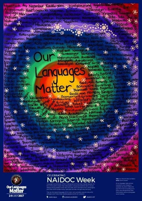 Your Tribe, My Tribe, Our Nation. Joanne Cassidy winner of the 2017 NAIDOC Week poster competition theme. "Our Language Matters."
