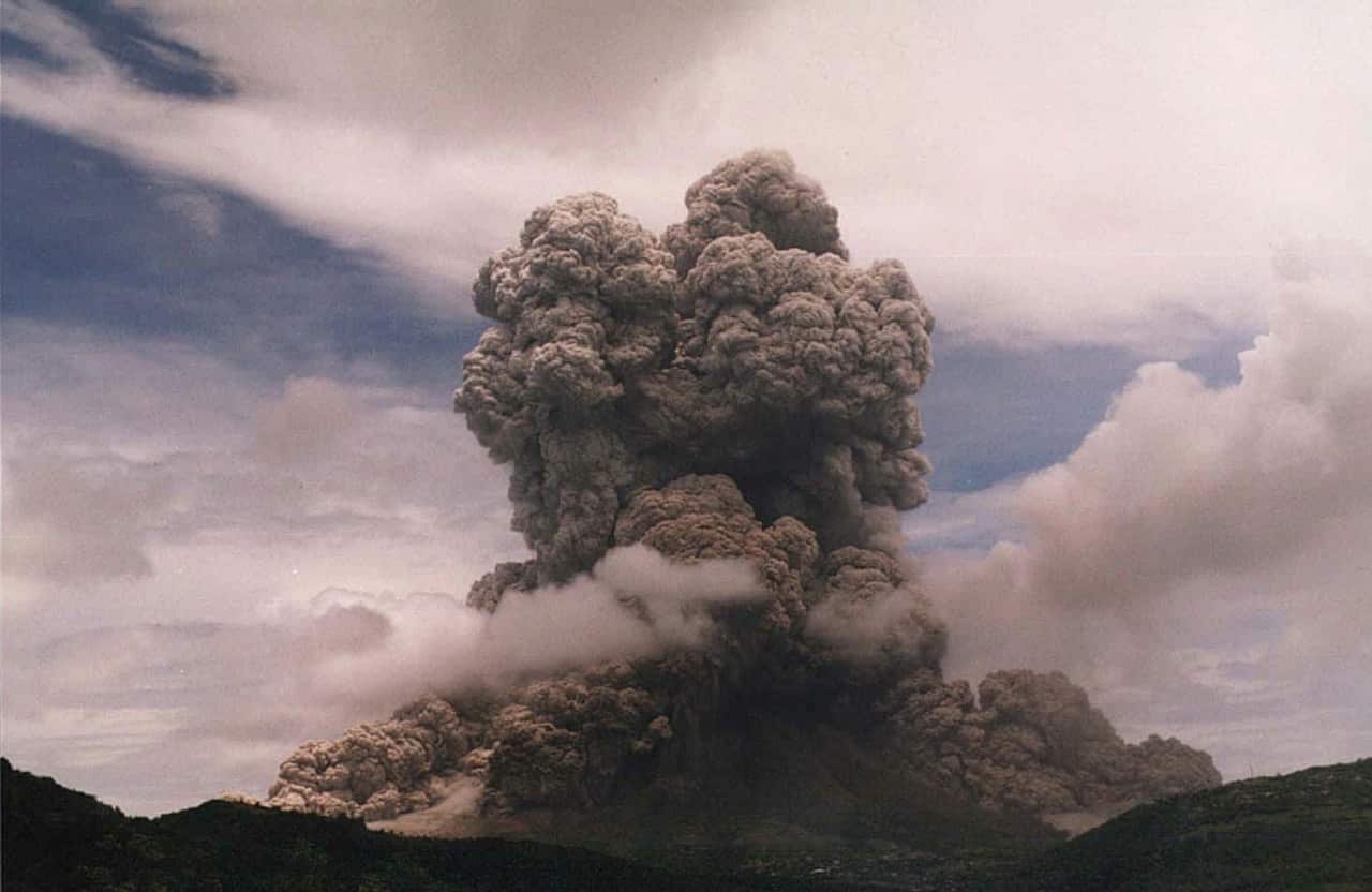 Smoke and ash billow from the Soufriere Hills volcano on Monserrat Tuesday, Aug. 19, 1997. 